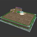 Modern Outdoor Stone Platform Design With Slab Paving Pile Of Stones And Green Grass