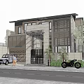 Modern Single Family Villa With Concrete Facade Wooden Louvers And Landscaped Garden