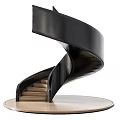 Modern Spiral Staircase Design With Black Handrail And Light Colored Steps