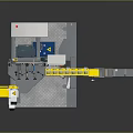 Yellow Gray Industrial Machinery With Control Panel Conveyor Belt And Mechanical Arm For Manufacturing Processing