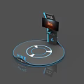 VIVE Pro Display Shelf With Circular Base And Screen For Product Showcase 3d model