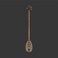 Traditional Wooden String Instrument With Long Neck Circular Body And Tuning Pegs