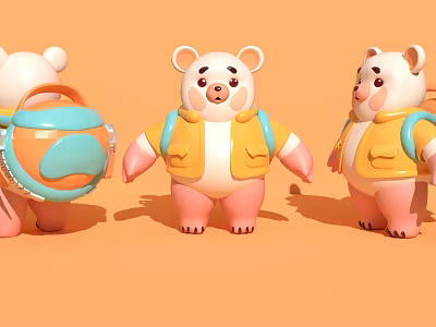 Dog Bear IP Character Bear Panda Lovable Bear Reptile 3d model