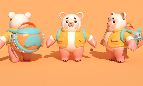 Dog Bear IP Character Bear Panda Lovable Bear Reptile 3d model