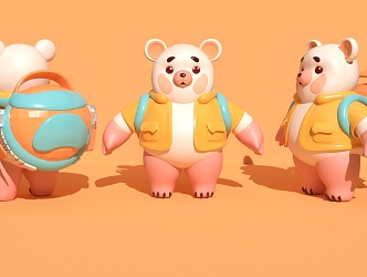 Dog Bear IP Character Bear Panda Lovable Bear Reptile 3d model