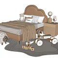 Beige Kids Bed With Cloud Shaped Headboard Happy Pillow Plush Sheep Alphabet Blocks Wooden Walker