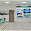 Digital Store Interior With Service Counters Digital Screens And Waiting Seats 3d model