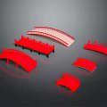 Red Bridge Models in Various Sizes and Designs for Display Collection 3d model