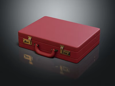 Red Suitcase With Golden Clasps Red Handle And Smooth Reflective Surface 3d model