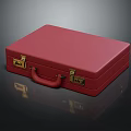 Red Suitcase With Golden Clasps Red Handle And Smooth Reflective Surface 3d model