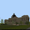 Classical Style Grand Building With Dome Columns Green Lawn Trees And Road