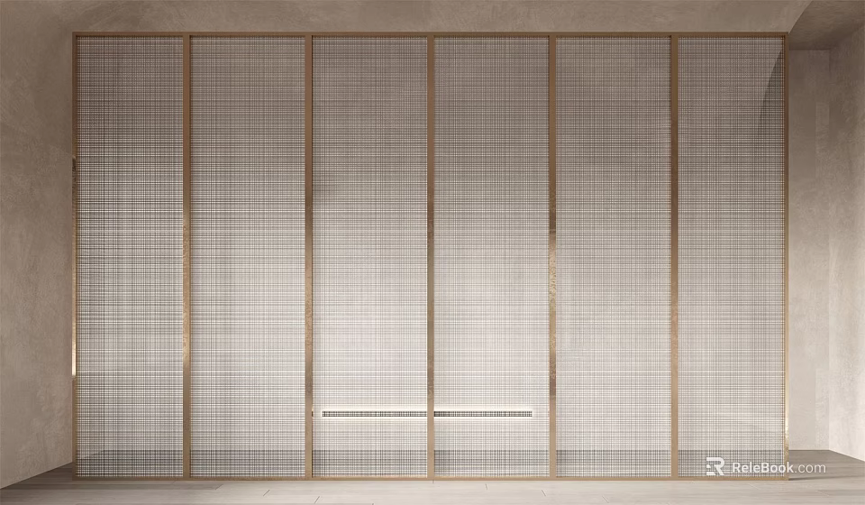 Modern Mesh Partition With Metal Frame For Interior Space Division Design 3d model 