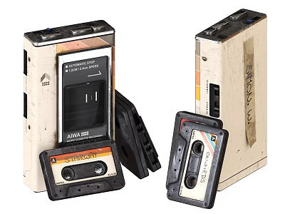 Vintage Cassette Players With Audio Cassettes Classic Digital Audio Gear 3d model
