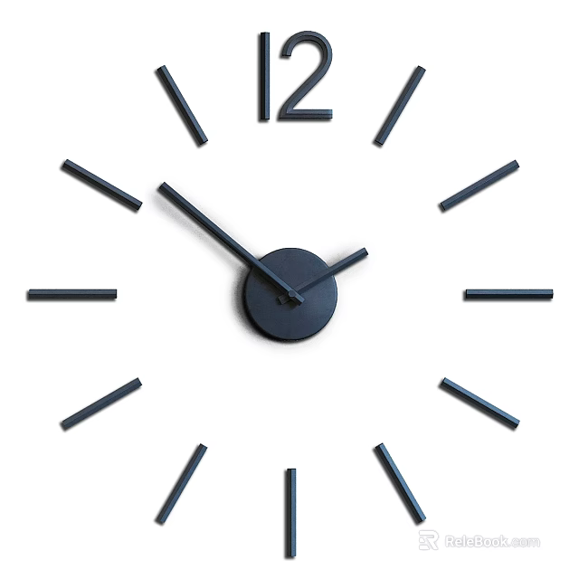 Minimalist Modern Wall Clock With Black Hands And White Background Design 3d model 