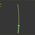 Traditional Samurai Sword With Curved Blade And Decorative Handle Isolated On Gray Background