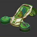 Futuristic Green Concept Car With Transparent Body And Glowing Unique Wheels