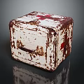 Vintage First Aid Box Design With Rusted White Surface Red Cross Symbol And Metal Handle