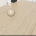 Light Wood Floor With Natural Grain Decorative Ball Green Plant And Curtain