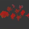 Different Types of Trees with Various Colors and Shapes on Gray Background
