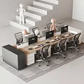 Modern Office Workspace With Multiple Desks Computers And Ergonomic Office Chairs 3d model