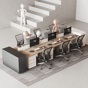 modern office desk and chair 3d model