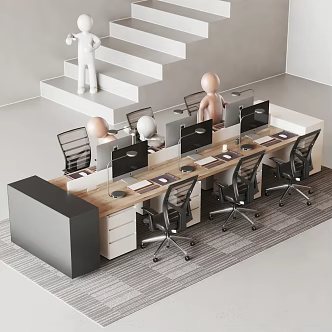 modern office desk and chair 3d model