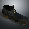 Traditional Wooden Clog With Dark Color Yellow Sole And Golden Buckle For Daily Life
