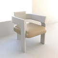 Sleek Design Modern Minimalist Single Chair With White Backrest Armrests And Yellow Upholstered Seat