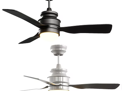 Modern Ceiling Fan With Black White Blades And Integrated LED Light Design 3d model