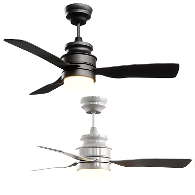 Modern Ceiling Fan With Black White Blades And Integrated LED Light Design 3d model
