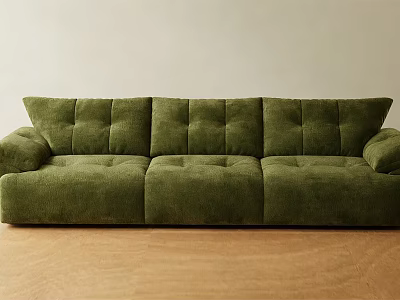 Green Three Seater Sofa With Modern Design And Plush Velvet Upholstery 3d model