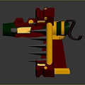 Red And Yellow Weapon Models With Mechanical Structure And Square Frame Design