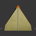 Bright Orange and Yellow Camping Tent with Support Poles on Black Background