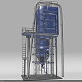 Blue Industrial Equipment Tower Structure With Metal Frame Platform And Ladder 3d model