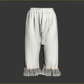 Stylish White Elastic Waist Pants With Delicate Lace Trim At Ankles Design