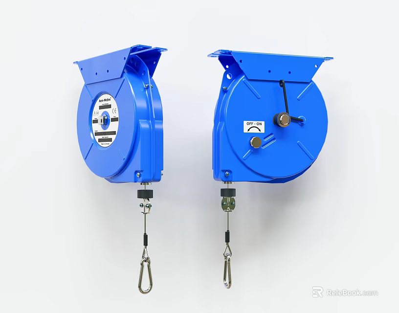 Blue Industrial Cable Reels Wall Mounted With Hooks Durable Design For Workshop Use 3d model