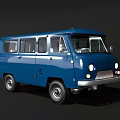 Classic Blue Vintage Van With Multiple Windows And Retro Front Design 3d model