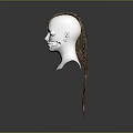Game and Movie Character with Blonde Braided Hair Red Snake Shaped Necklace 3D Model Head
