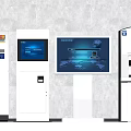Modern Public Facility Featuring ATM Machines And Interactive Information Kiosks 3d model