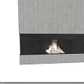 Modern Sleek Fireplace with Burning Wood Logs and Gray Stone Wall Design