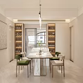 Elegant Living Dining Room Interior With Beige Sofa Green Armchair Coffee Table Rug And Paintings