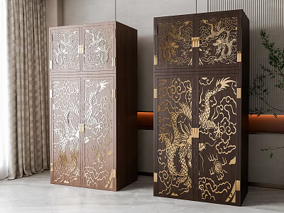 Solid wood wardrobe 3d model