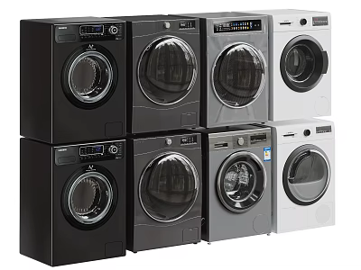 Various Modern Washing Machines in Different Colors and Styles for Home Use 3d model