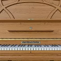 Vintage Wooden Upright Piano With Intricate Carved Details And Black White Keys