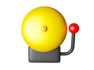 Public Facility Emergency Yellow Bell With Red Handle And Gray Base 3d model