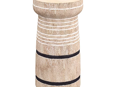 Natural Wooden Coffee Table With Horizontal White And Black Striped Design 3d model