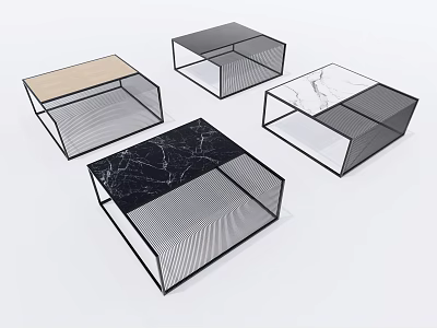 Modern Coffee Tables Featuring Marble Tops And Geometric Designs In Various Colors 3d model