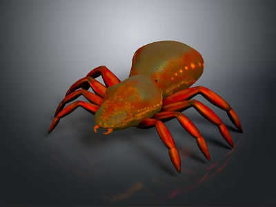 Realistic 3D Spider Model With Orange Brown Color And Multiple Legs 3d model