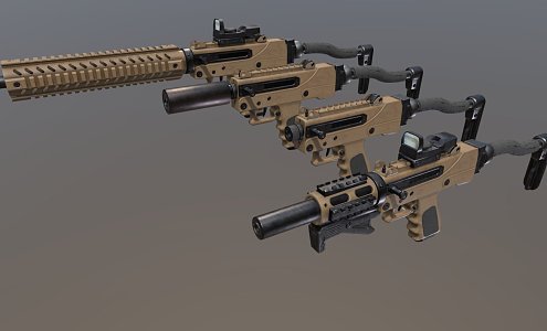 Pistols and submachine rifles 3d model