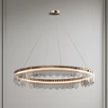 Modern Circular Chandelier With Hanging Crystal Details And Illuminated Ring Design